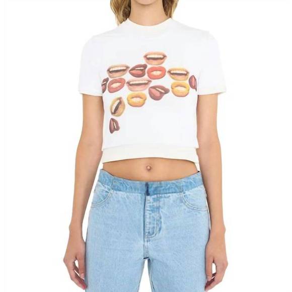 NEW CHRISTOPHER ESBER chatter sheer overlay baby tee in white - Picture 1 of 5